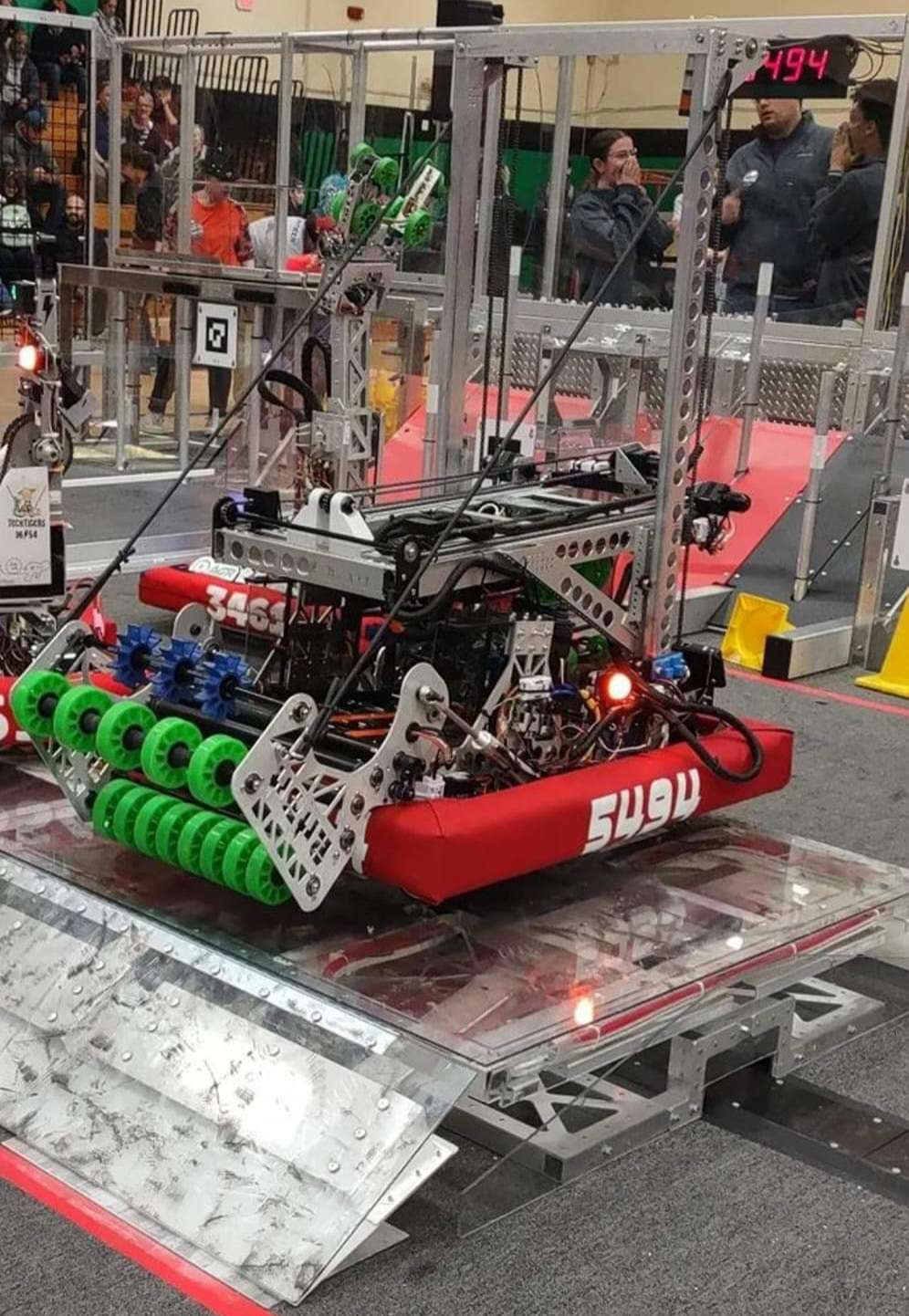 The robot on the field at a competition, numbered 5494